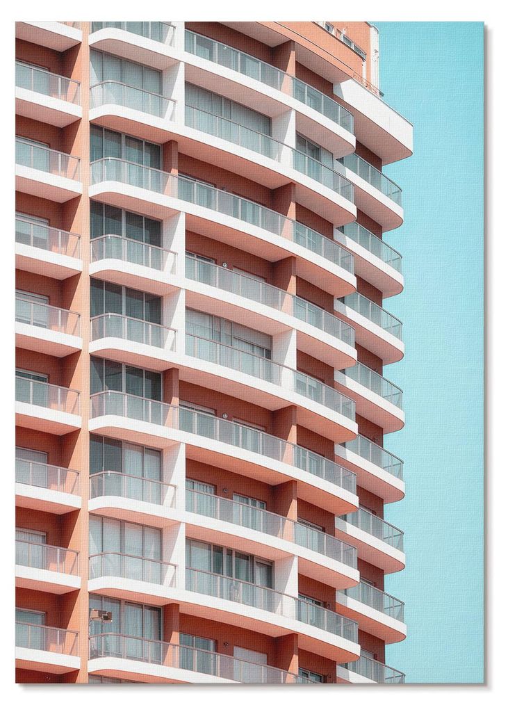 POSTER - 59x84 cm (A1) - Leona - Moderne Architektur mit offenen Balkonen - Wandbild für Wohnzimmer Schlafzimmer & Flur, Modernes Poster Wanddeko,...