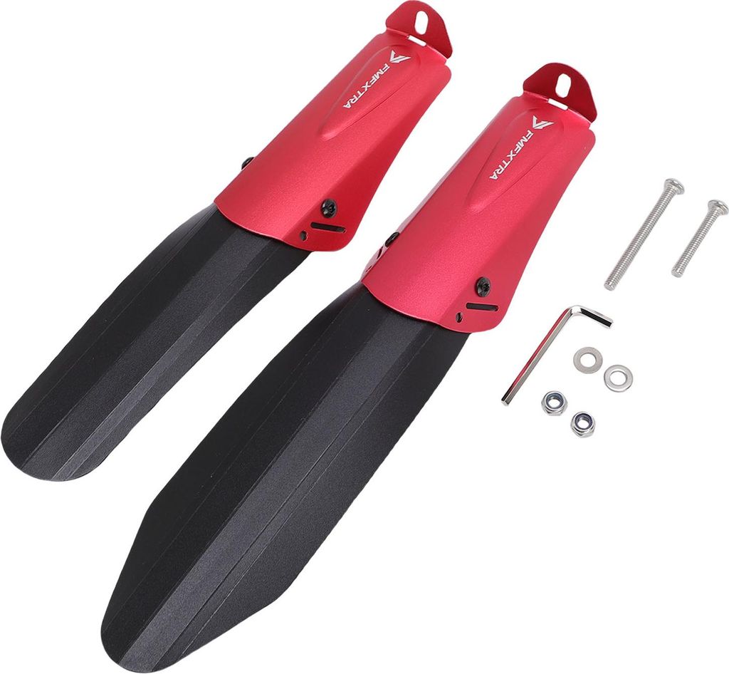 Klapprad Kotflügel Set Aluminiumlegierung PP Nylon Wasserdichtigkeit Teleskop einstellbar vorne hinten Schmutzfänger für 14-20 Zoll Fahrräder Rot