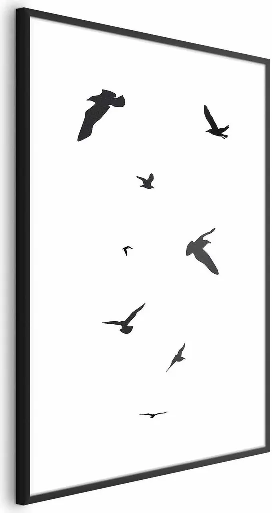Quadro Moderno Volo di Sera 60x90 cm - Cornice Nera Minimalista