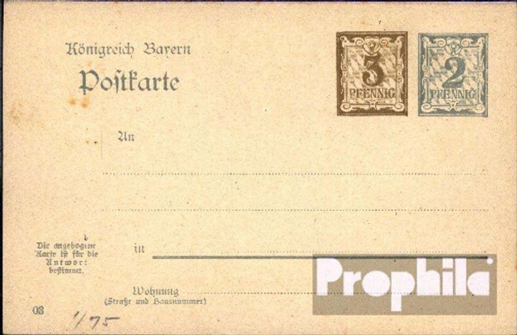 Belege Ganzsachen Bayern 1906 P78 Amtliche Postkarte un Ziffer