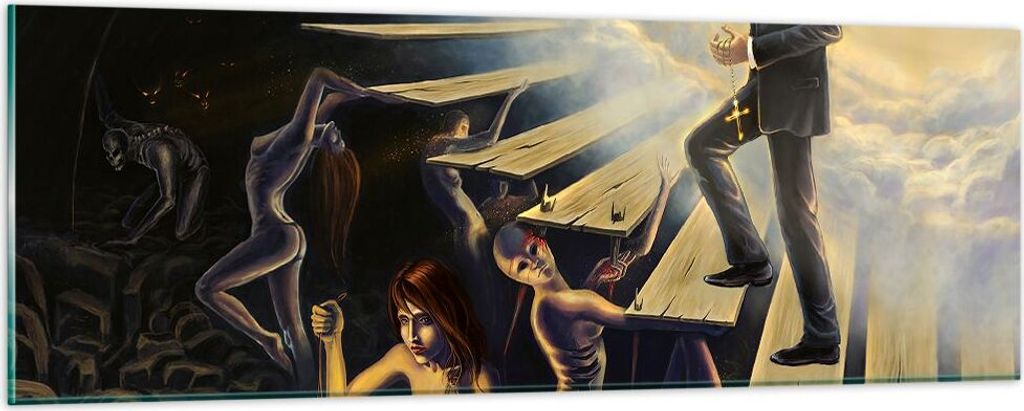 Bilder auf glas - Abstraktion schwarze Wolke Dunkelheit - 90x30cm - Glasbilder - Wandbilder - Kunstdruck - Wanddekoration aus Glas - Glas Bilder - ...
