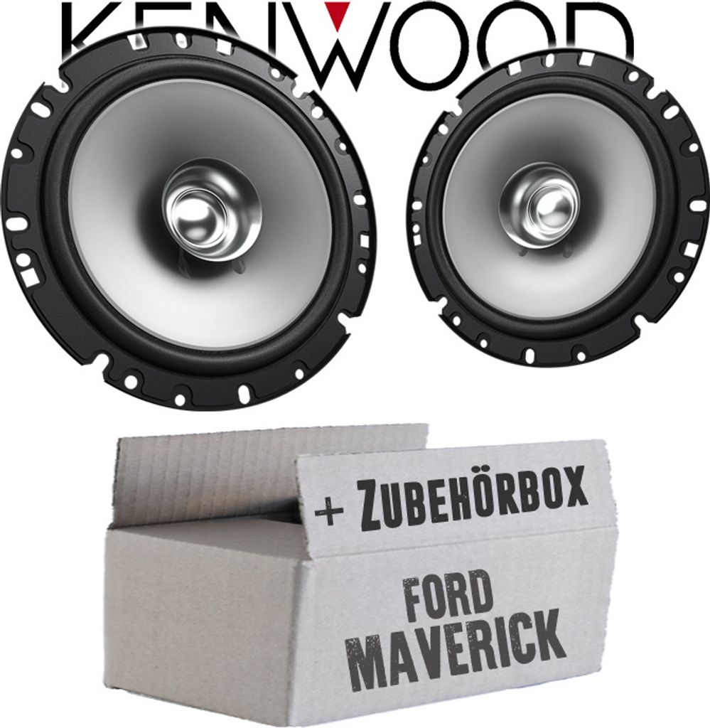 Lautsprecher Boxen Kenwood KFC-S1756 - 16,5cm Koax Auto Einbauzubehör - Einbauset passend für Ford Maverick 2 Front Heck - justSOUND