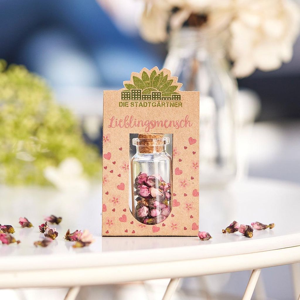 Lieblingsmensch mit handgepflückten Blüten – Geschenkidee für besondere Menschen – Liebevoller Blumengruß ohne Konservierungsstoffe