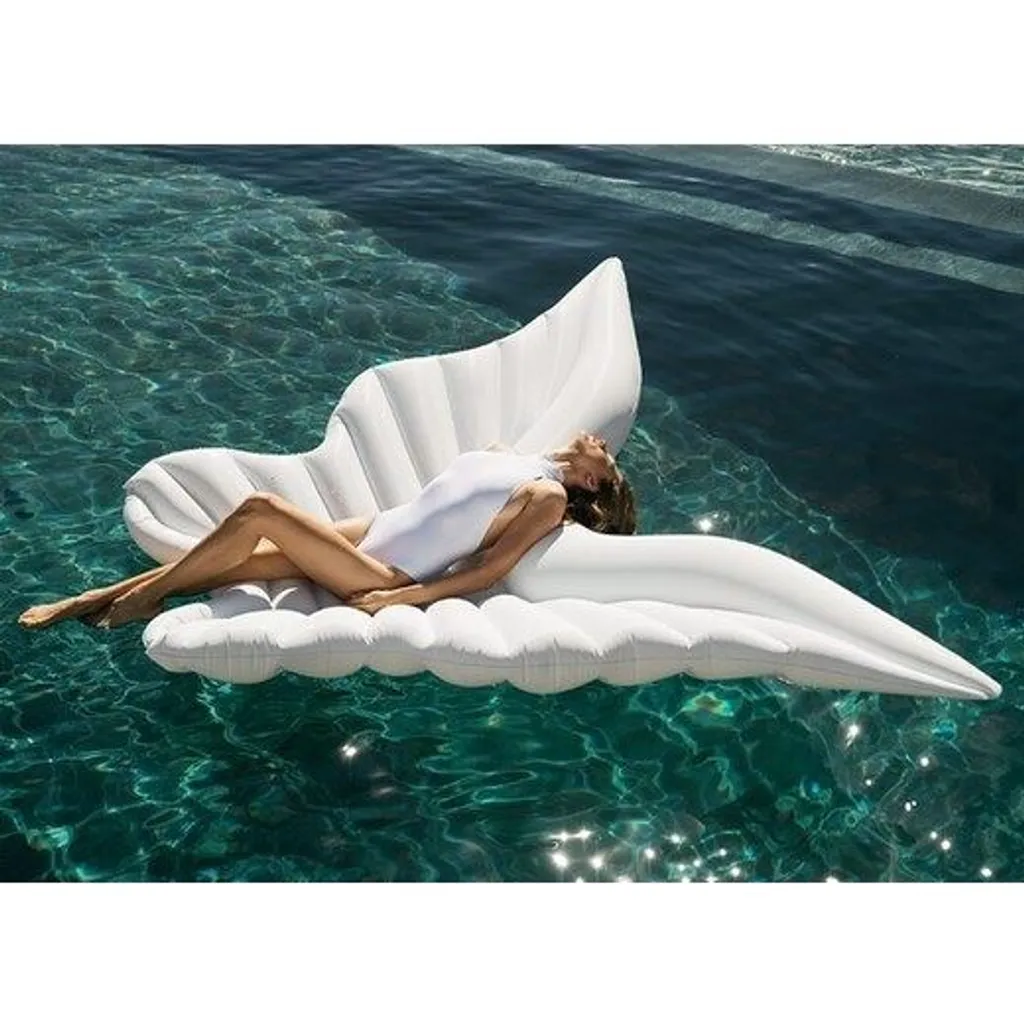 Chaise longue gonflable Mega ailes d'ange blanches 250 x 130 x 15 cm