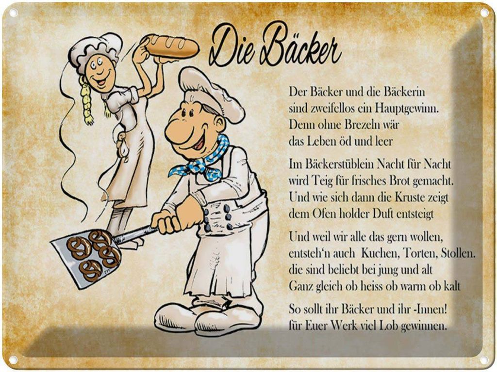 vianmo Blechschild 30x40 cm Die Bäcker und Bäckerin Spruch Zitat
