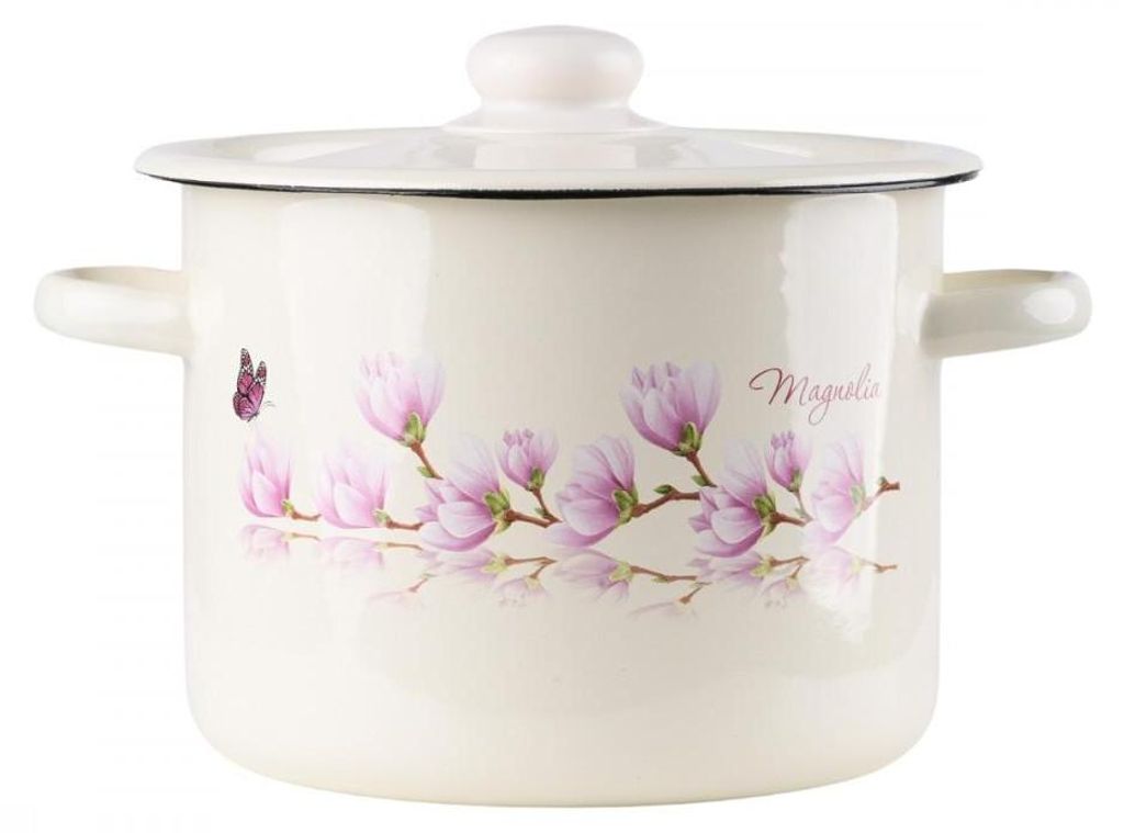 EMALIA RYBNIK Emaillierter Topf mit Deckel MAGNOLIA Creme Produktbild 
