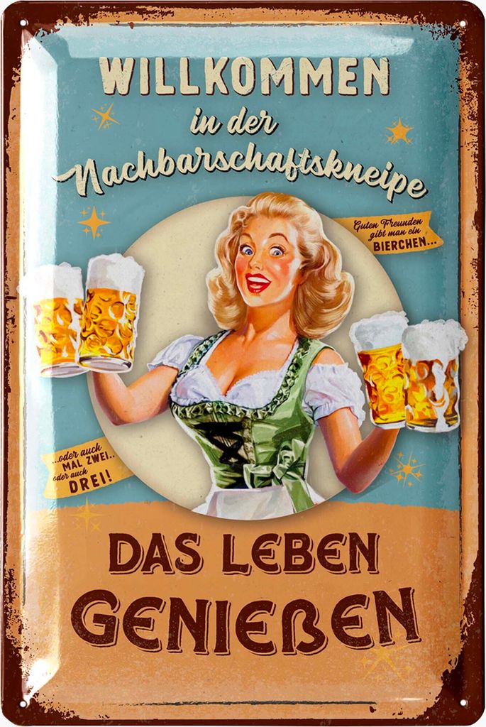 LANOLU Blechschilder retro Bier Bar Deko, Metallschilder mit Spruch für Partyraum, Küche, Bardeko, Cocktail Schild als Geschenk 20x30cm