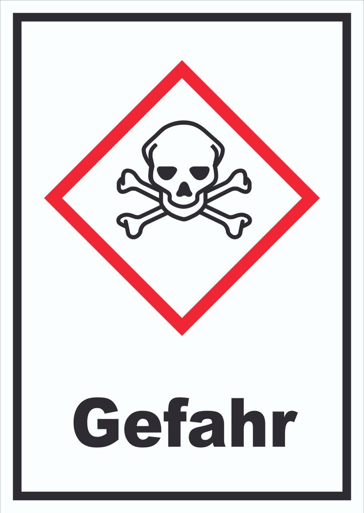 Schild akut toxisch Gefahr Toxizität Totenkopf hochkant A1 (594x841mm)