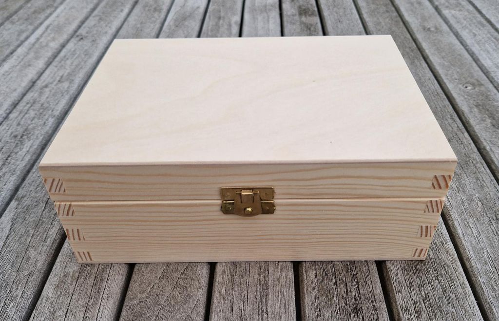 Holzkiste mit Deckel und Verschluss, Aufbewahrungsbox 21,8 Produktbild 