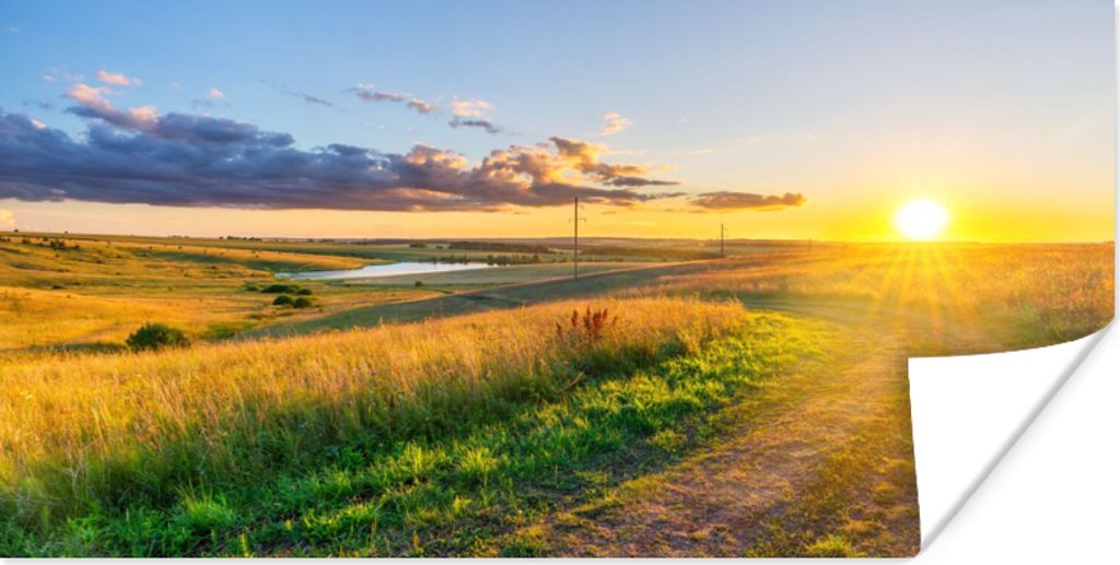 MuchoWow Poster Sonne - Natur - Landschaft 40x20 cm - Poster für die Wand - Poster Schlafzimmer