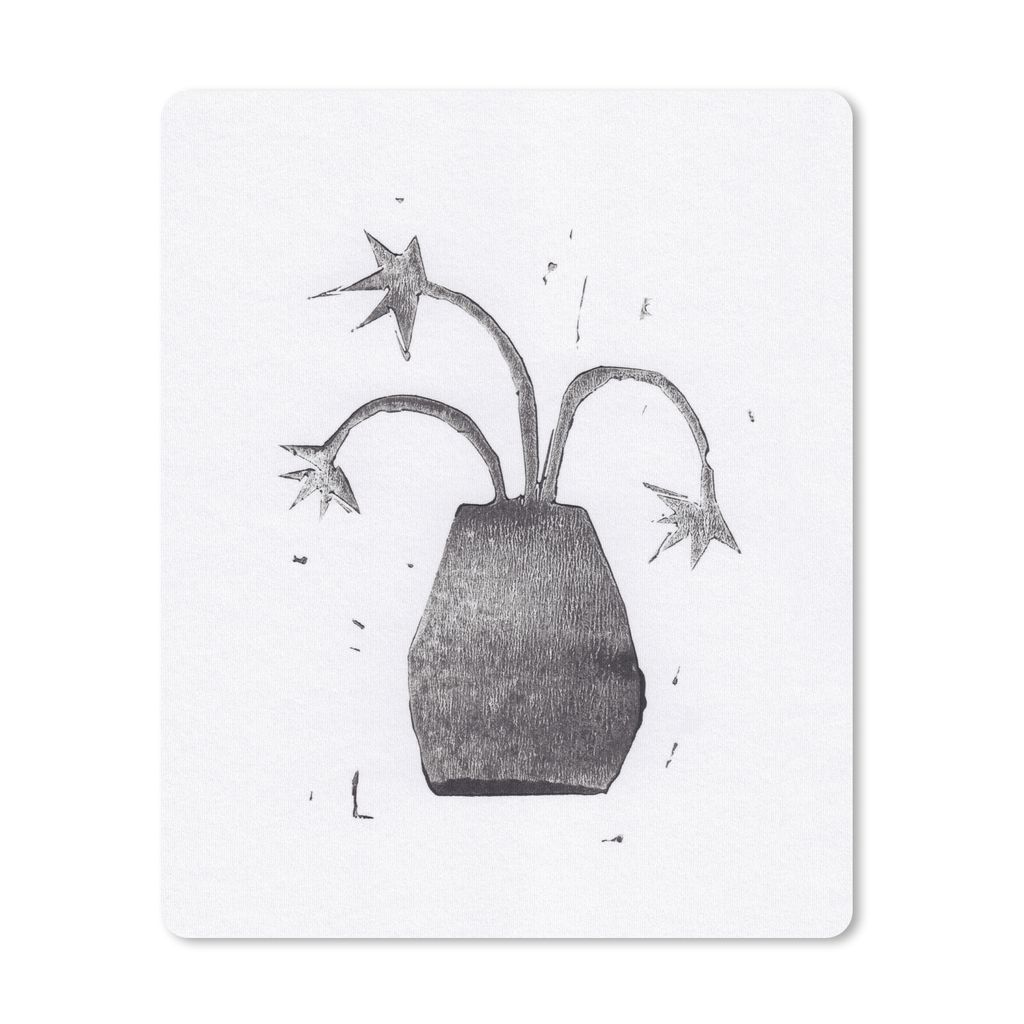 MuchoWow Mauspad Mousepad Pflanze - Vase - Schwarz - Weiß - Blume 30x40 cm - Mousepads - Maus Mat - Pad - Mausunterlage - Mausmatten