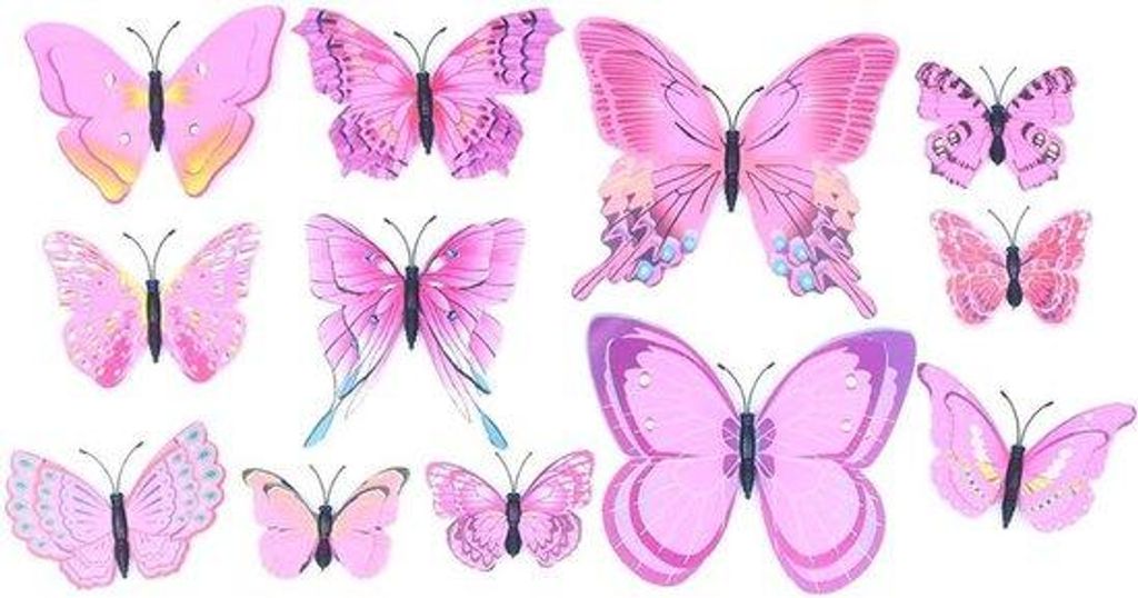 Rosa Schmetterlings Wandsticker Set für DIY Dekoration