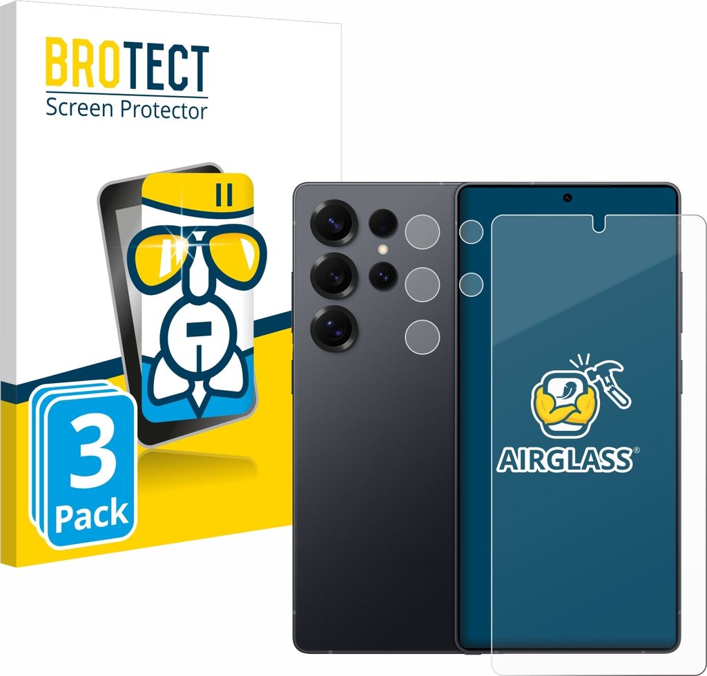 3x BROTECT Schutzglas für Samsung Galaxy S25 Ultra Enterprise Edition (Display+Kamera) Schutzfolie Panzer Folie Glas Display Schutz klar