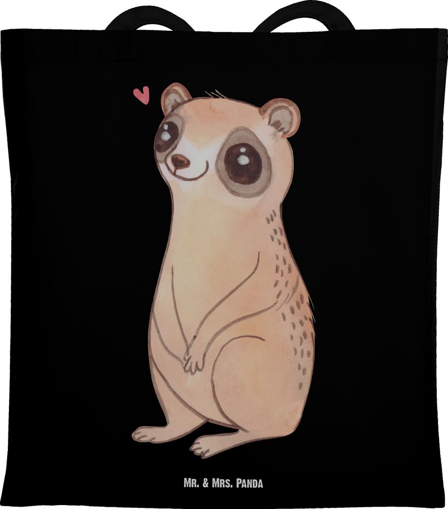 Mr. & Mrs. Panda Tragetasche Plumplori Glücklich - Schwarz - Geschenk, Lustige Sprüche, Glück, Tasche, einkaufsshopper, Laptoptasche, Schultasch...