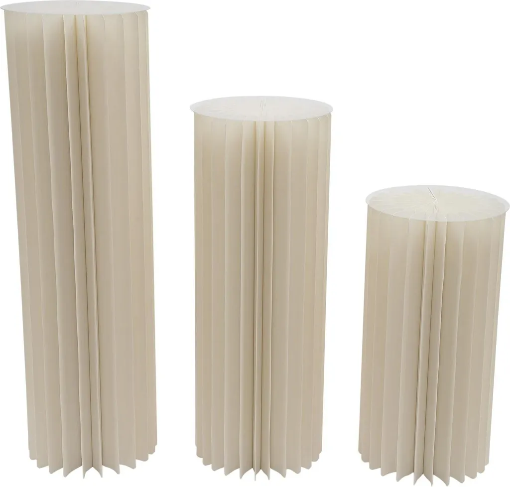 Lot de 3 colonnes décoratives blanches pliables M en papier et PVC