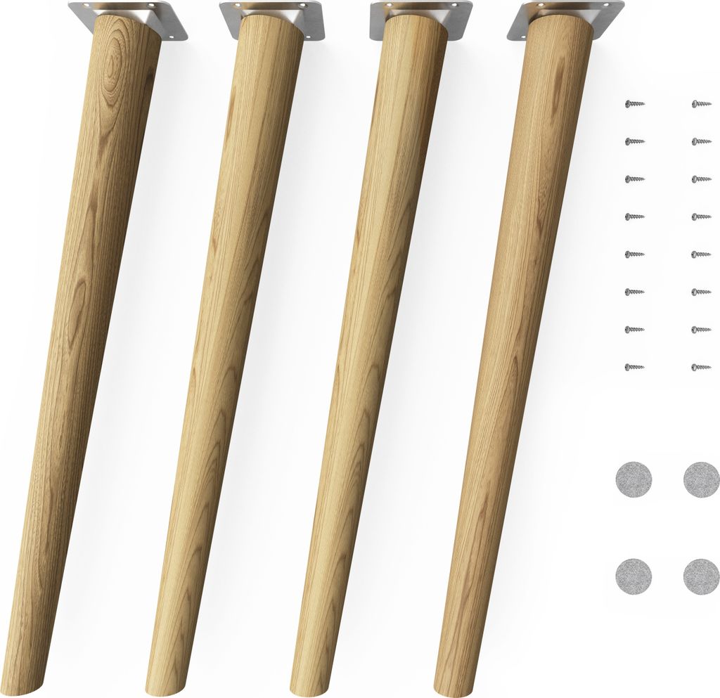 4x sossai Holzfüße rund - schräge Ausführung 45cm Eiche Produktbild 