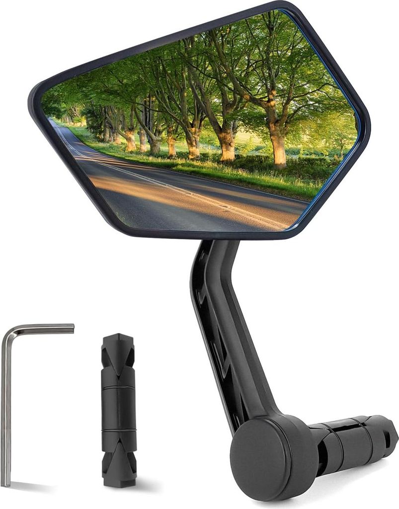 Fahrradspiegel mit schlagfestem Echtglas - extra große Spiegeloberfläche - universeller Rückspiegel