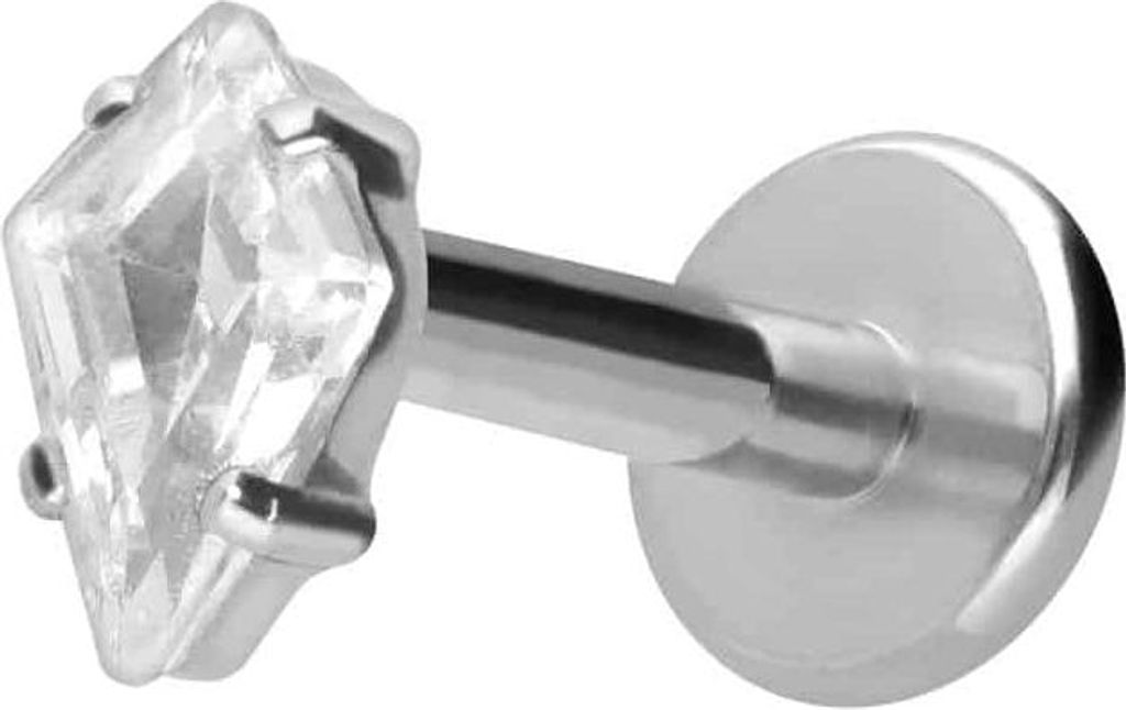 Ohrpiercing, Nasenpiercing Titan Labret mit Innengewinde KRISTALLRAUTE Silber Stablänge: 6mm | Stabstärke: 1,2mm