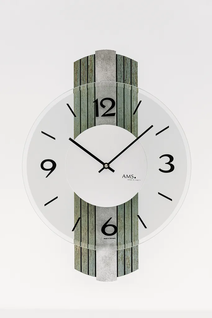 AMS Montre 9677 - Horloge Murale Design en Verre et Aluminium Brossé