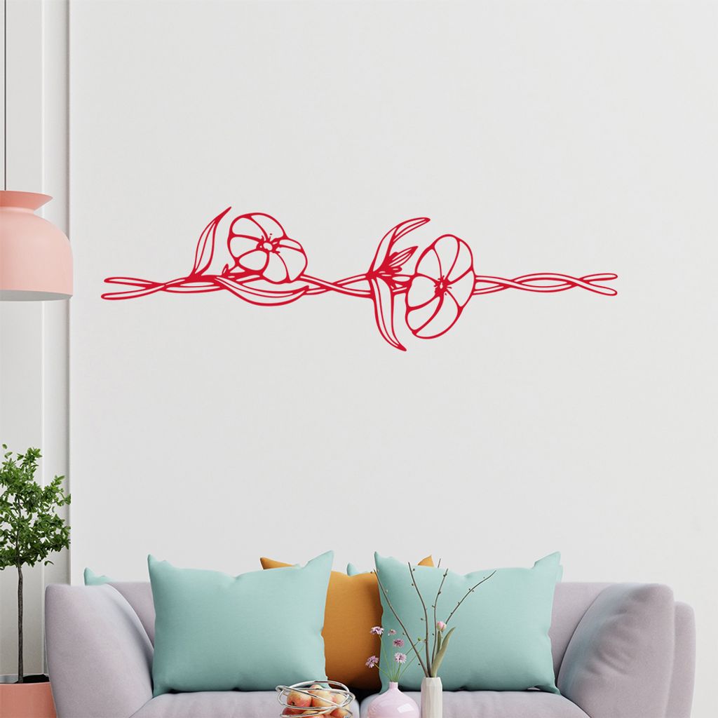 Blumen - Ranken Wandtattoo in 6 Größen - Wandaufkleber Wall Sticker - Dekoration, Küche, Wohnzimmer, Schlafzimmer, Badezimmer
