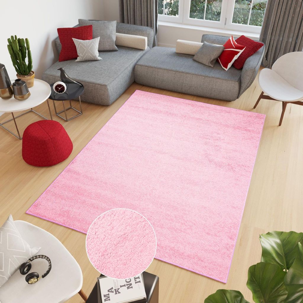 Teppich Wohnzimmer Schlafzimmer Modern Design Shaggy Hochflor Langflor Pink Rosa 120 x 170 cm