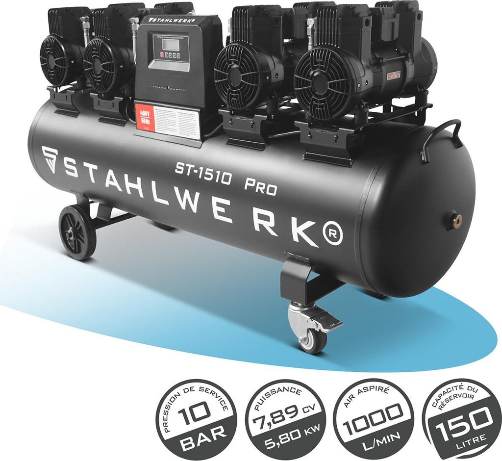 STAHLWERK Kompressor 150 L Tank (ST-1510 Pro) – ölfrei, 10 Produktbild 