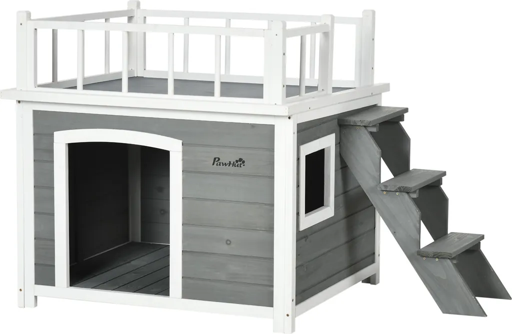 Abri extérieur pour chien avec balcon pour terrasse et jardin bio
