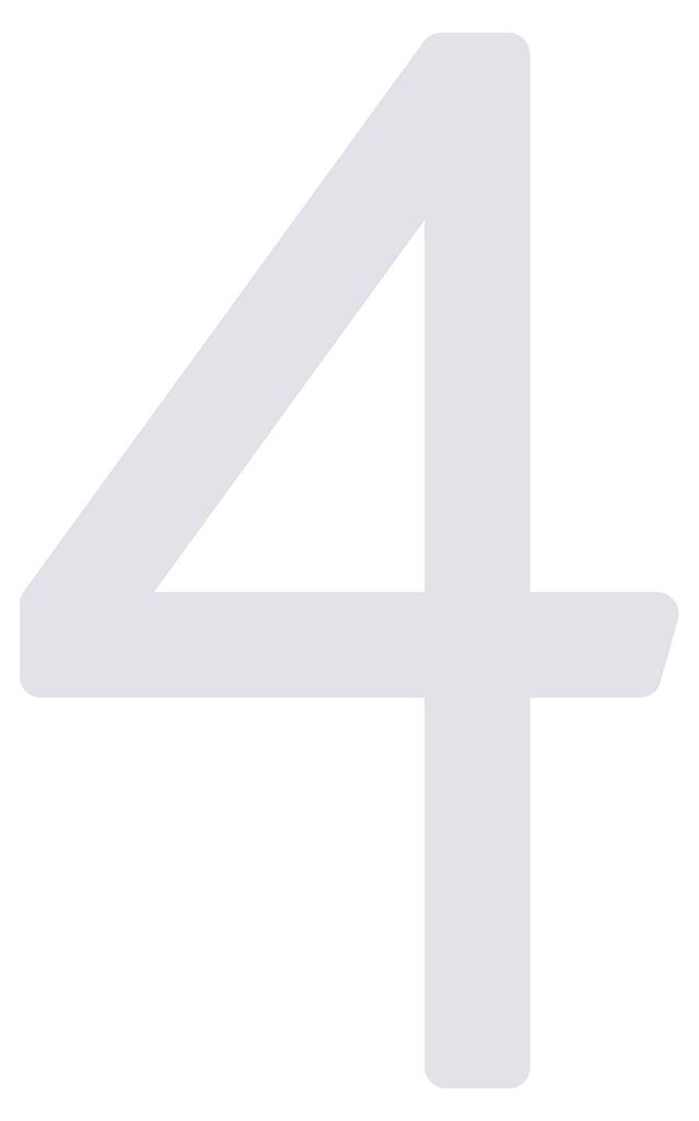 Moderne Hausnummer ''4'' - 152 mm in Weiß