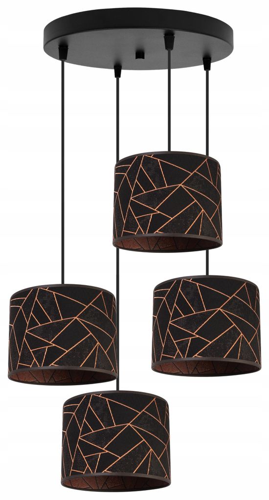 Kronleuchter Pendelleuchte mit Kupfer Muster – Moderne Hängelampe mit Lampenschirm, Deckenlampe für Wohnzimmer und Esszimmer
