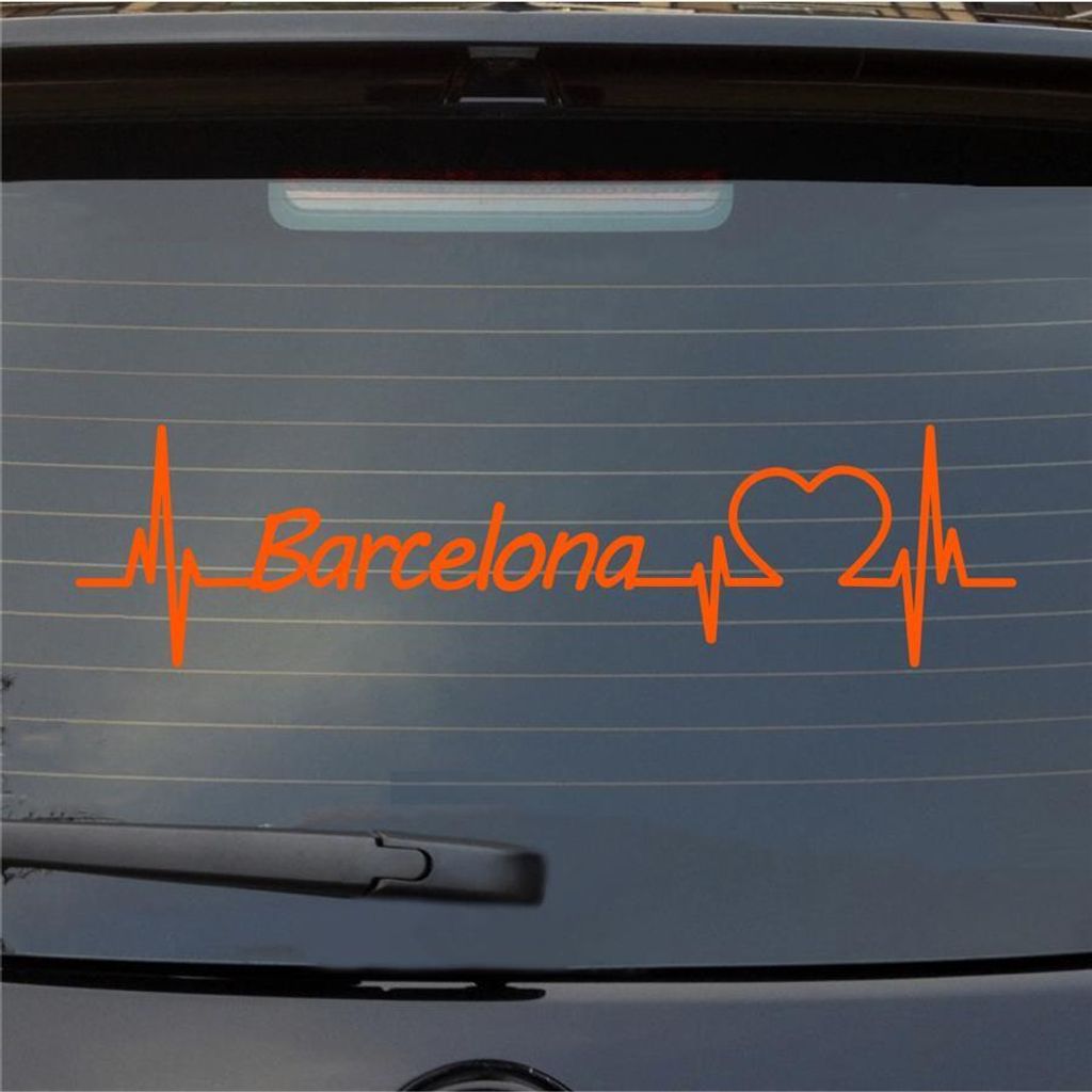 Heckscheibenaufkleber Barcelona Herzschlag Puls Stadt Liebe Produktbild 