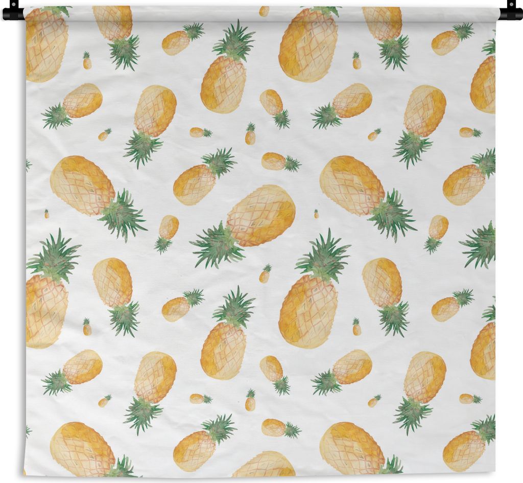 MuchoWow Wandteppich Wandbehang Ananas - Obst - Design 150x150 cm Tapisserie Dekoration Wandtuch - Wohnaccessoires - Modernes