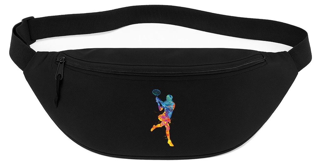 Huuraa Bauchtasche Tennis Spielerin bunte Silhouette 2,5 Liter Black Polyester Crossbody Bag Geschenkidee