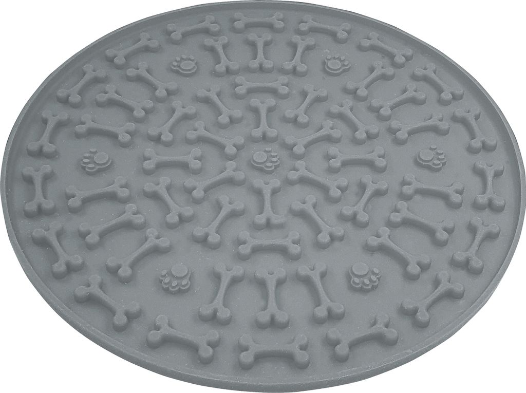 Nobby Hunde Leckmatte Knochen Grau Ø 20 cm - Silikon