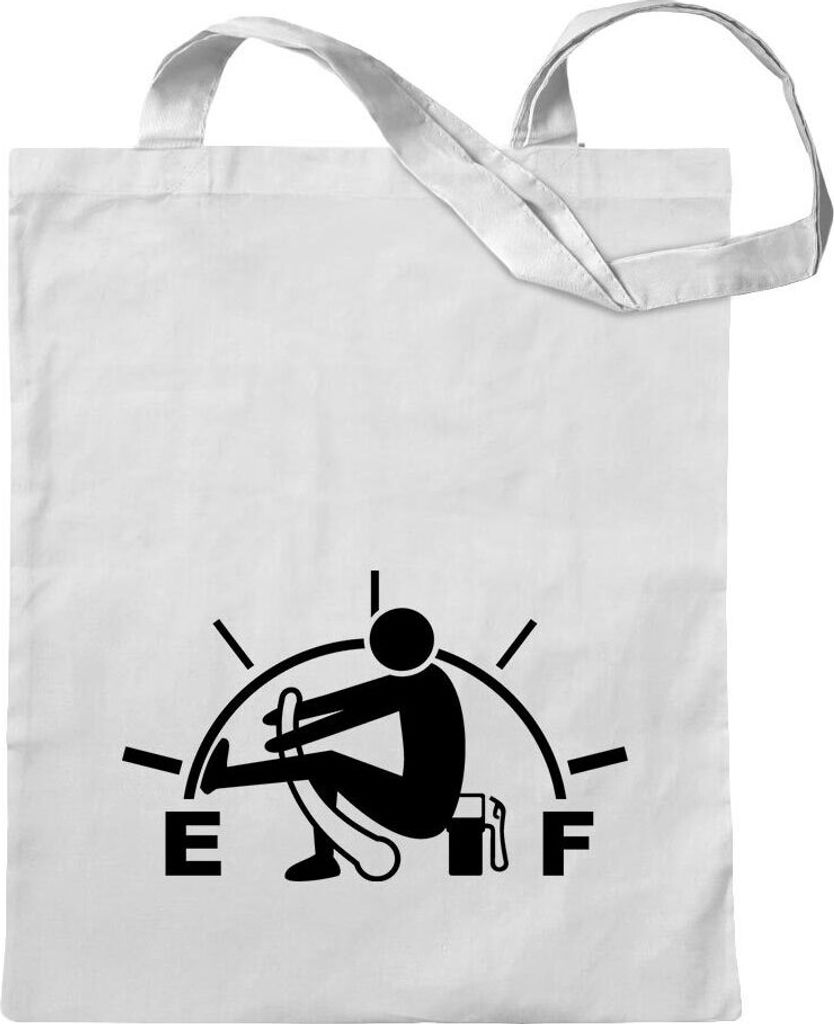 Kiwistar - Baumwolltasche - weiss - Tank Trouble Zeiger Tank Sprit - Tragetasche Stoffbeutel Umhängetasche Langer Henkel