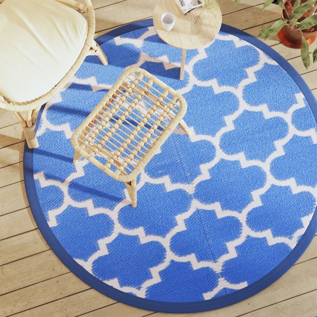 "im Angebot" Outdoor-Teppich ARAKIL Blau Ø160 cm PP - Outdoorteppiche CC16958