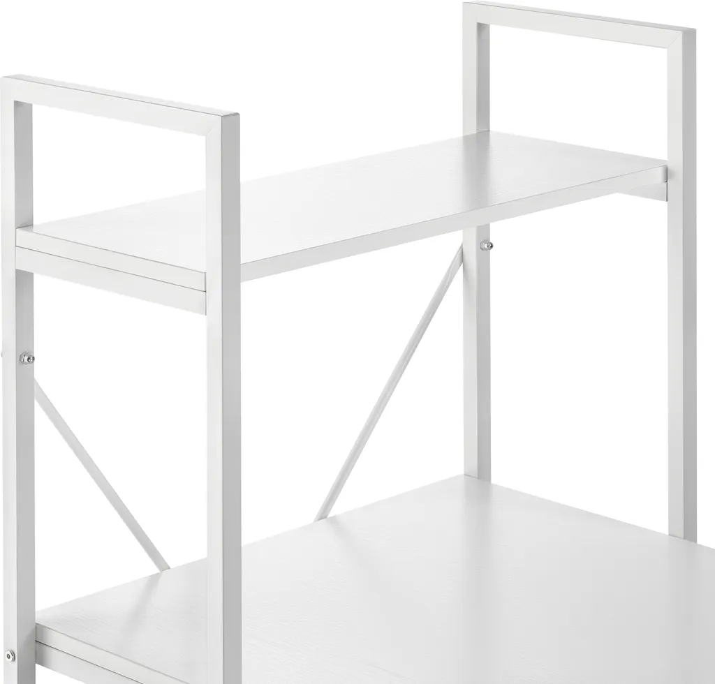 Bureau informatique blanc avec bibliothèque latérale 120cm Stavanger - 5