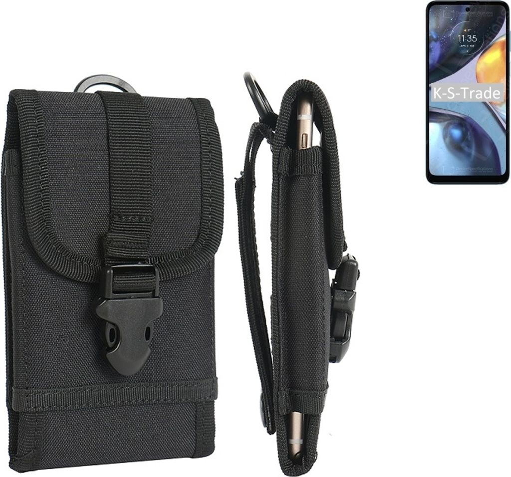 K-S-Trade Holster Handy Hülle kompatibel mit Motorola Moto G22 Holster Handytasche Gürtel Tasche Schutz Hülle Robust Outdoor schwarz