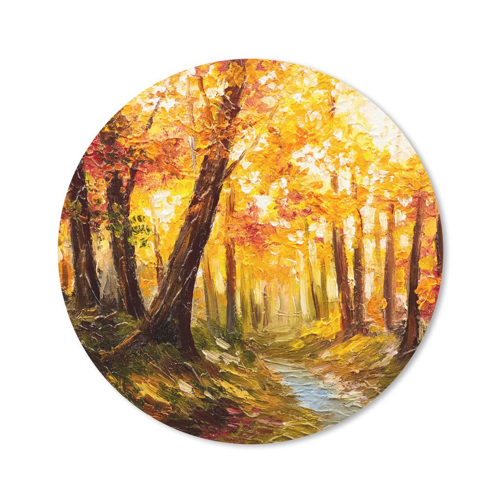 MuchoWow Mauspad Mousepad Gemälde - Herbst - Wald - Ölgemälde 40x40 cm - Mousepads - Maus Mat - Pad - Mausunterlage - Schreibtisch Accessoires