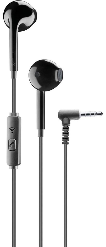 Cellularline VOICE CAPSULE Kapselohrhörer mit Mikrofon, Antworttaste und 3,5-mm-Klinkenanschluss, Kabelgebunden, Anrufe/Musik, 32 g, Kopfhörer, S...