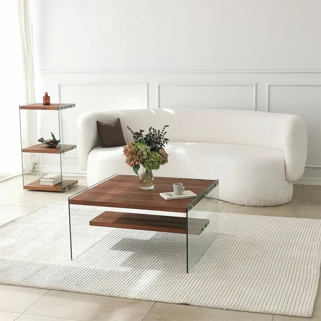 Table basse en verre trempé résistant 100 % naturel Skye Decor 75x75x40cm