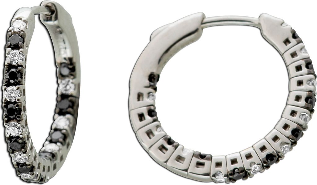 Lab Grown Creolen 0.50ct Weißgold 585 14K weiße schwarze Diamanten