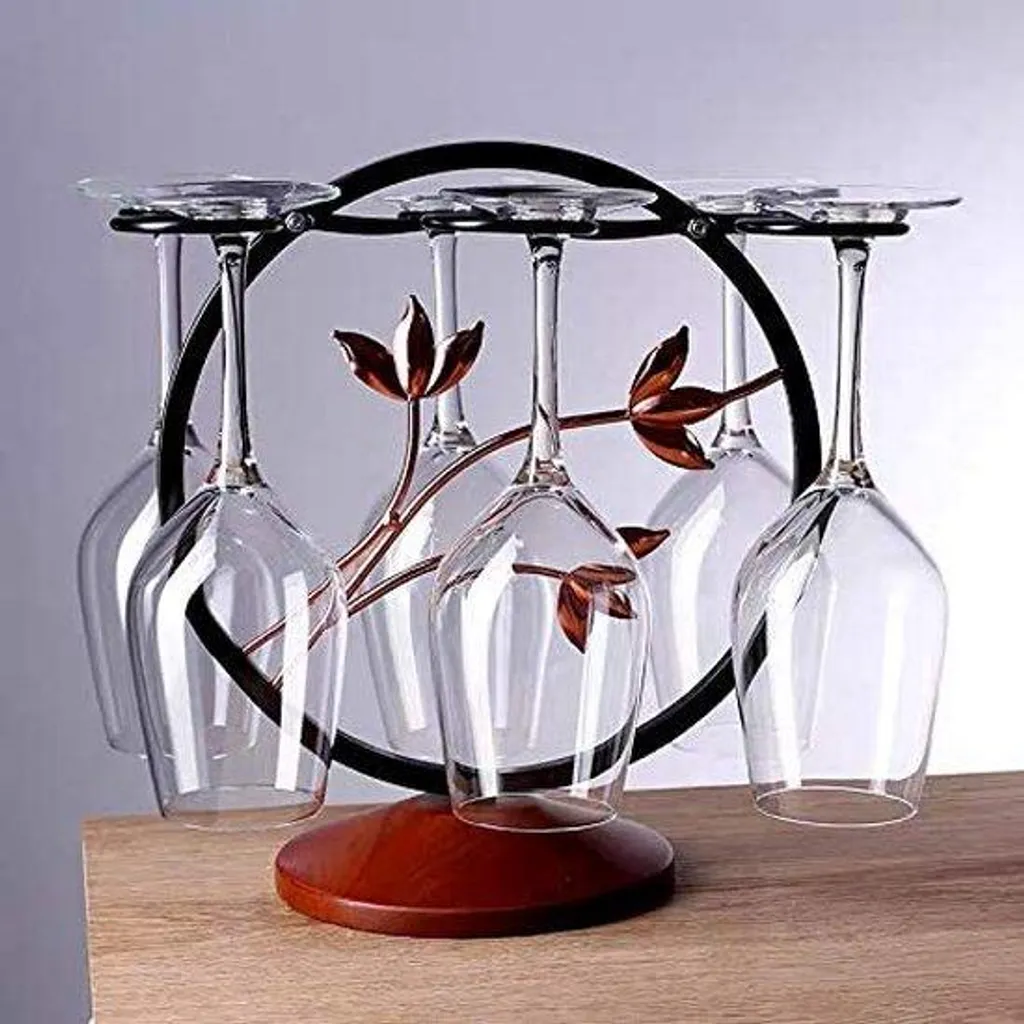 Porte-bouteille de vin et support verres à pied en métal pour cuisine