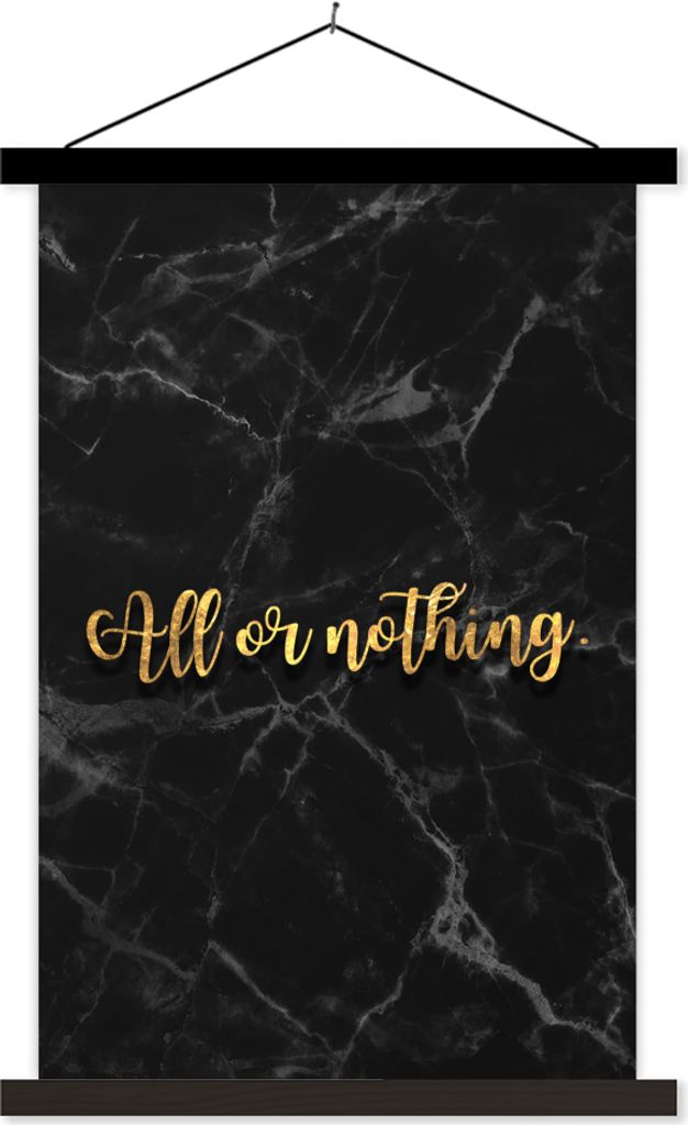 MuchoWow Textilposter Sprichwörter - Marmor - Gold - Schwarz 40x60 cm mit schwarzem Rahmen - Wanddekorationen