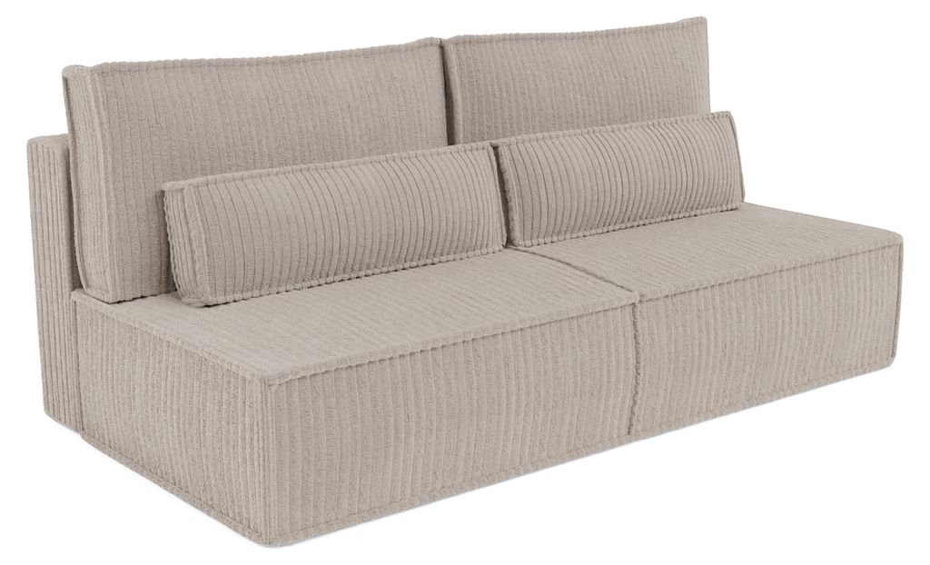 Sofa LINO mit Schlaffunktion, Schlafsofa, Wohnzimmersofa, Couch, Soffa, Bettsofa, Kordstoff – Grau TILIA 83