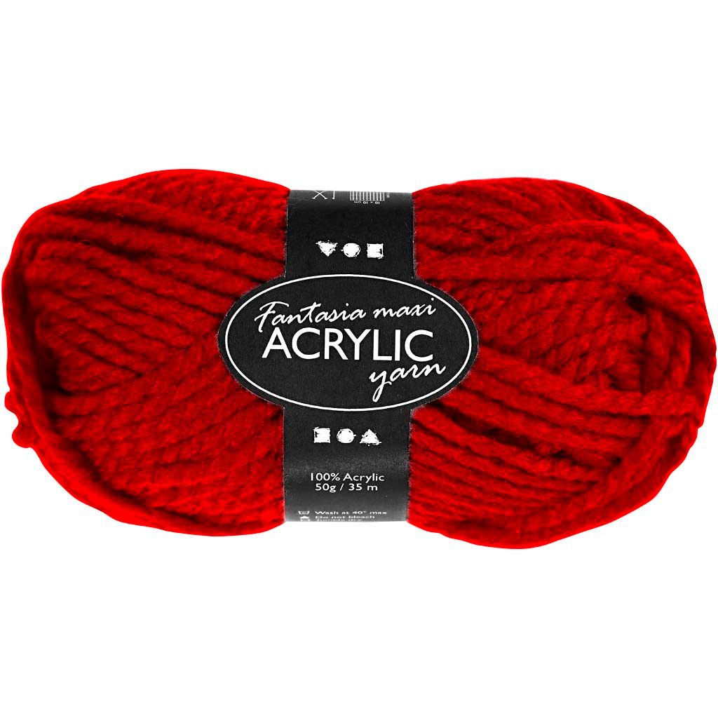 Creativ Company Fantasia Acrylgarn, L: 35 m, Maxi, Rot, 50 g 1 Knäuel