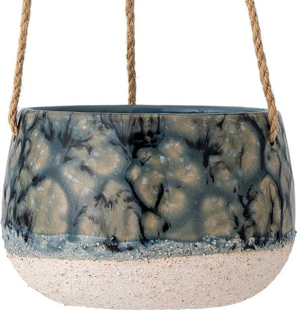 Bloomingville Blumentopf Hänger MOWBRAY Blau Grün 15 cm Übertopf Blumenampel