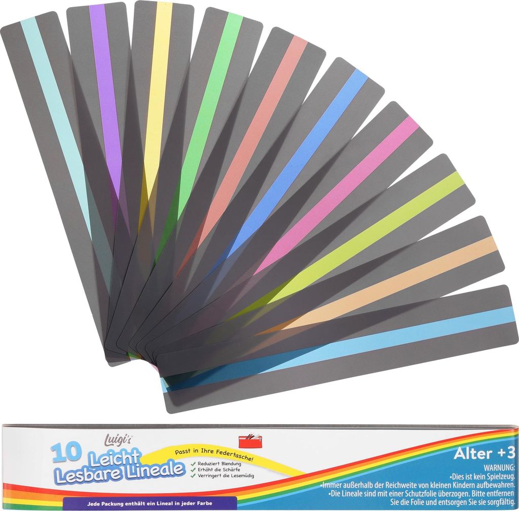 Luigi's 10x Lesestreifen für Kinder 1. Klasse - ADHS Legasthenie Lesehilfe für Kinder - Leselineal Lesehilfe Lineal Lesezeichen - Lese Hilfsmitte...