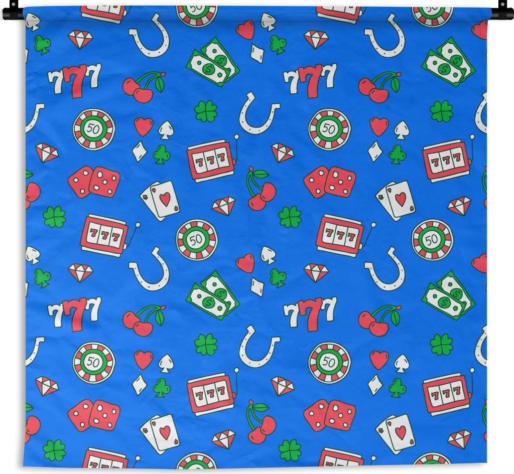 MuchoWow Wandteppich Wandbehang Kassetten - Casino - Spielautomat - Poker 120x120 cm Tapisserie Dekoration Wandtuch - Modern - Baumwollgewebe