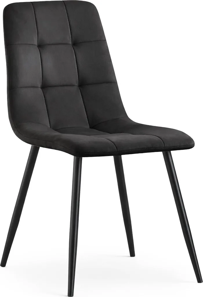 Sedie Sala da Pranzo Velluto Nero Trapuntato Gambe Metallo Nero
