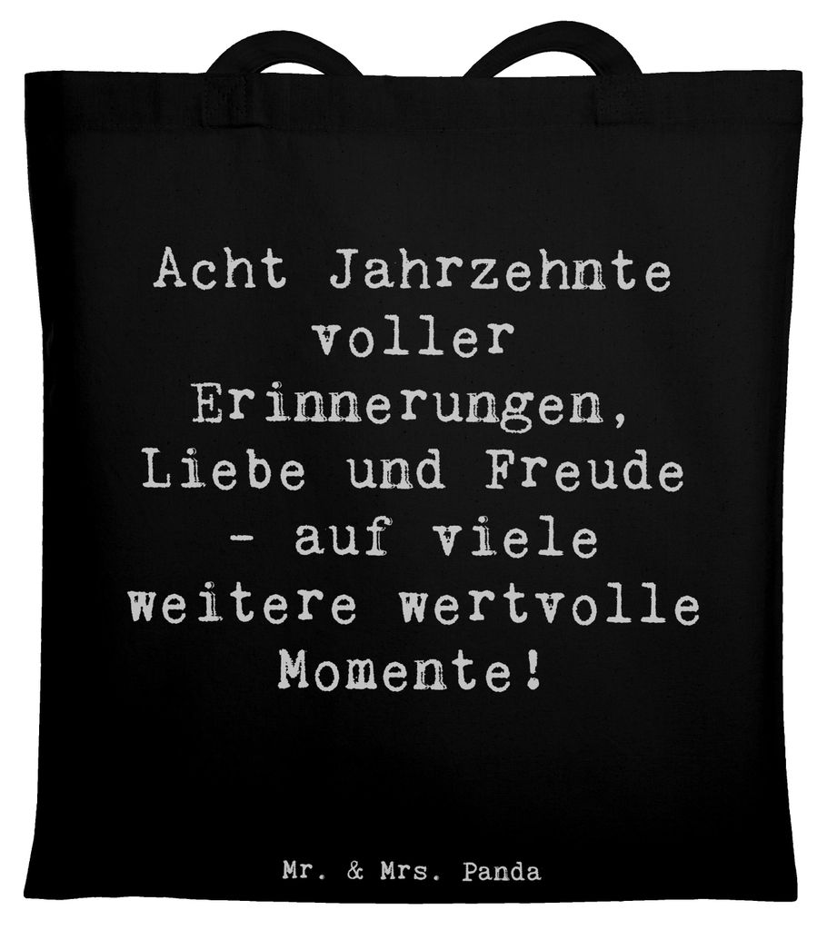 Mr. & Mrs. Panda Tote Bag Spruch 80. Geburtstag Erinnerungen - Schwarz - Geschenk, Tasche, Achtziger Feier, zum, Alter, Happy Birthday, emotionale ...